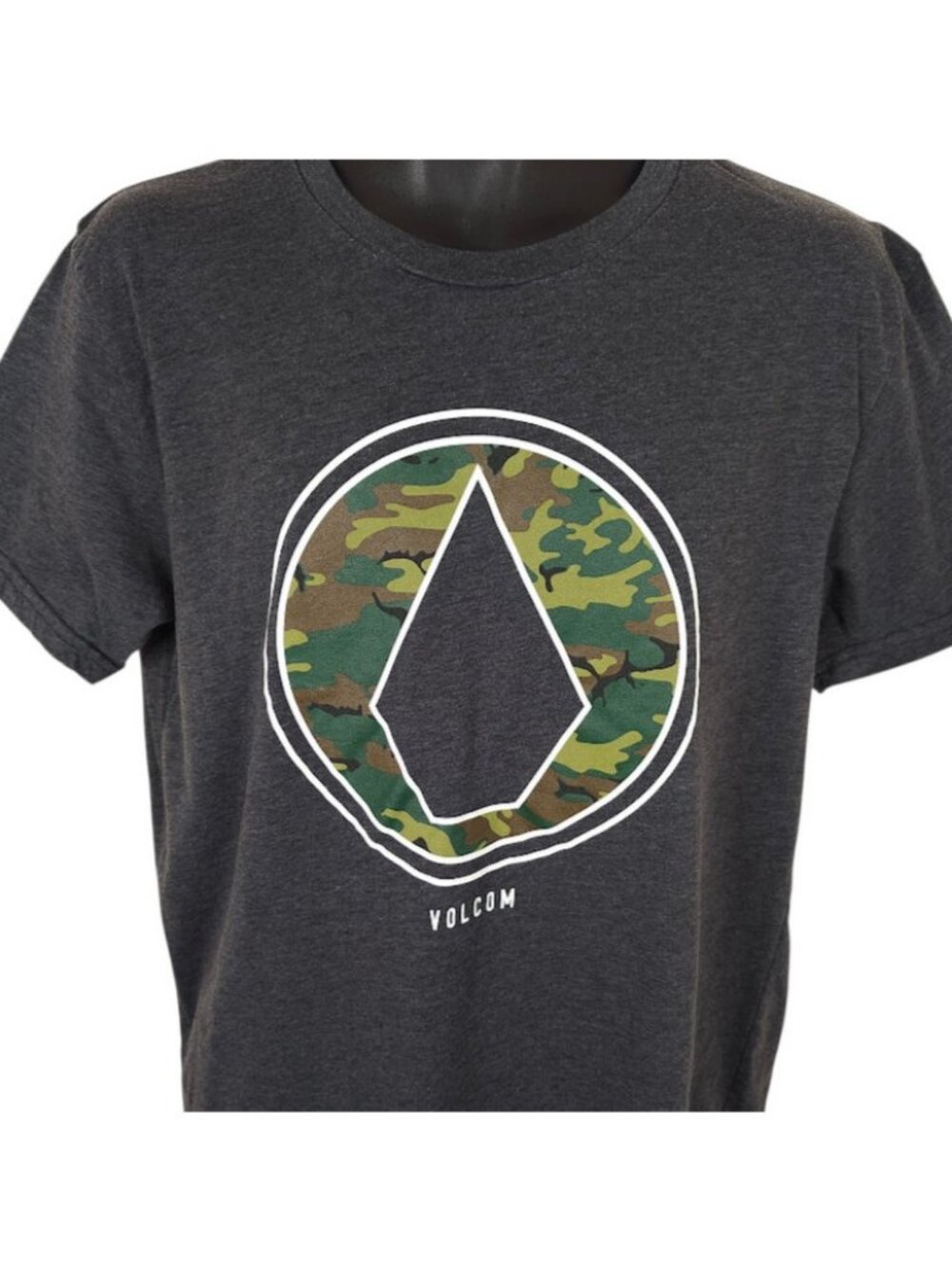Volcom Stone T Shirt Mens Size Large Gray Surf Skate Camo Camouflage Streetwear